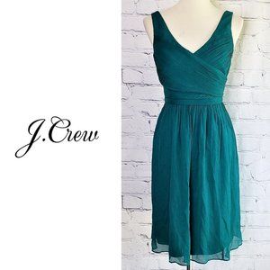 J.Crew Heidi Silk Chiffon Rich Peacock Dress 12